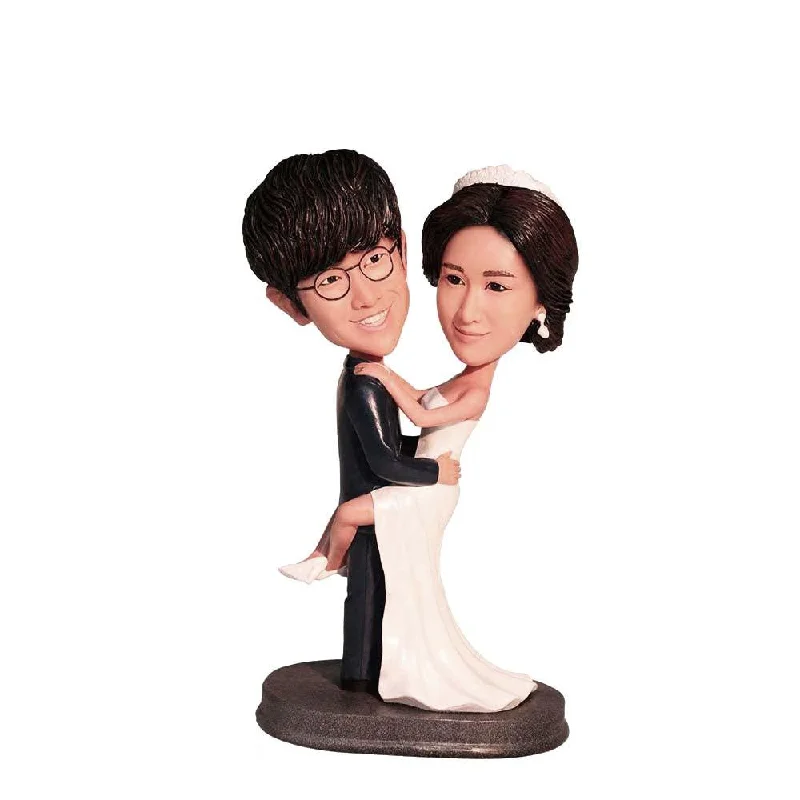 HAPPY WEDDING Couple Custom Bobblehead Lace Wedding Gown