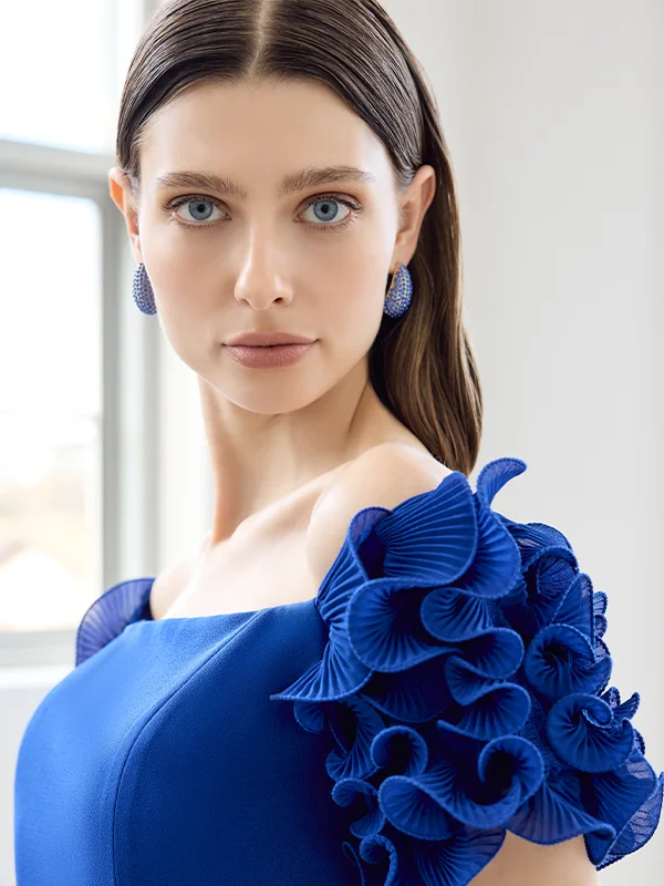 Sofia Sky Blue Teardrop Earrings Sleek Wedding Dress