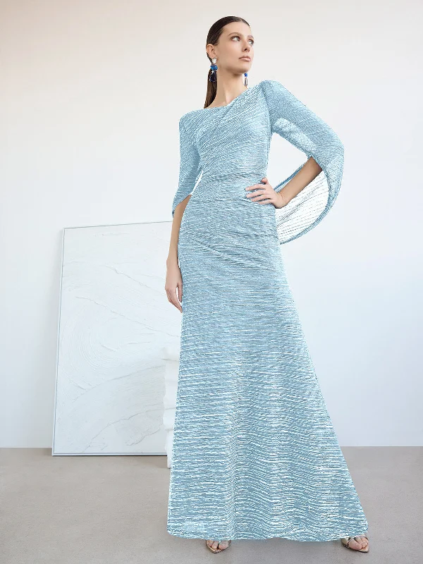 Vivian Sky Blue Metallic Gown Lace Wedding Dress
