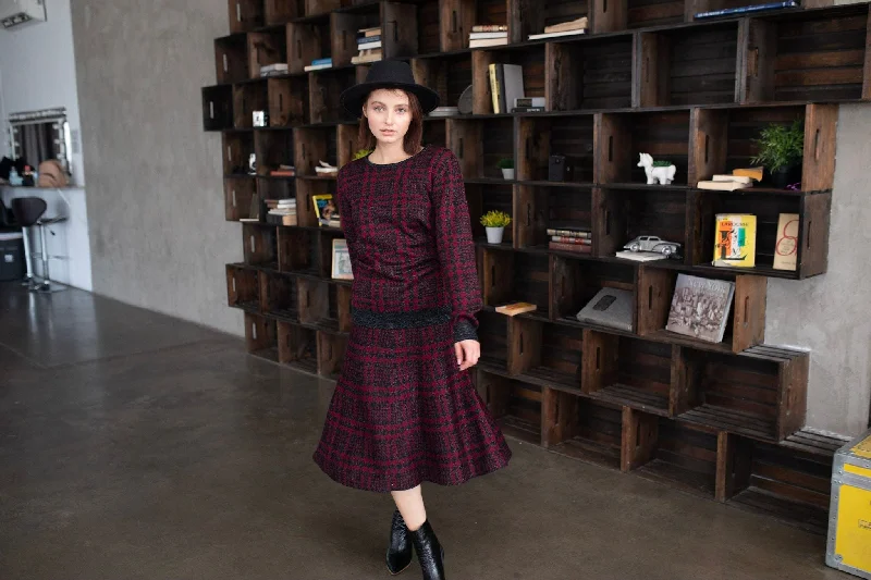 AMAZING MM SKIRT LUREX MAROON PLAID Gothic unclassified skirts