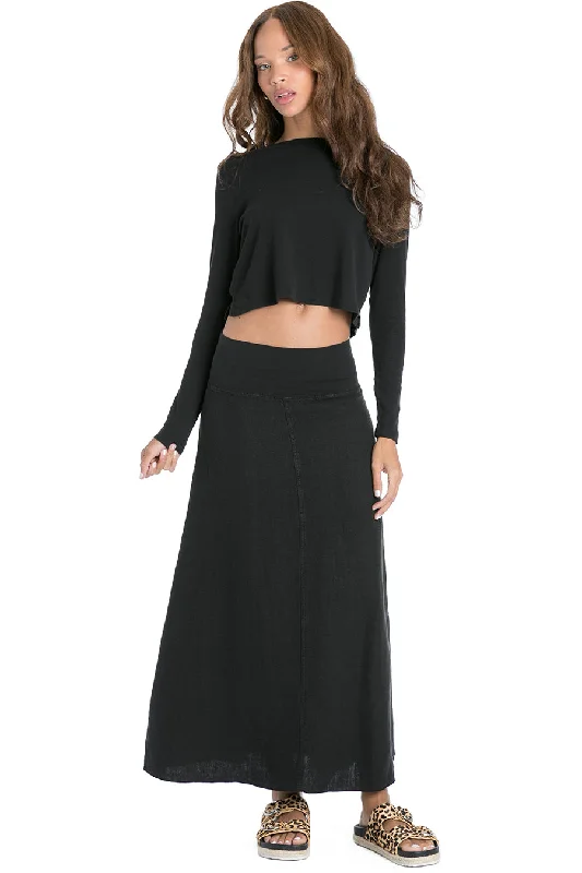 Heavy Linen Flat Waist Skirt Metallic unclassified skirts