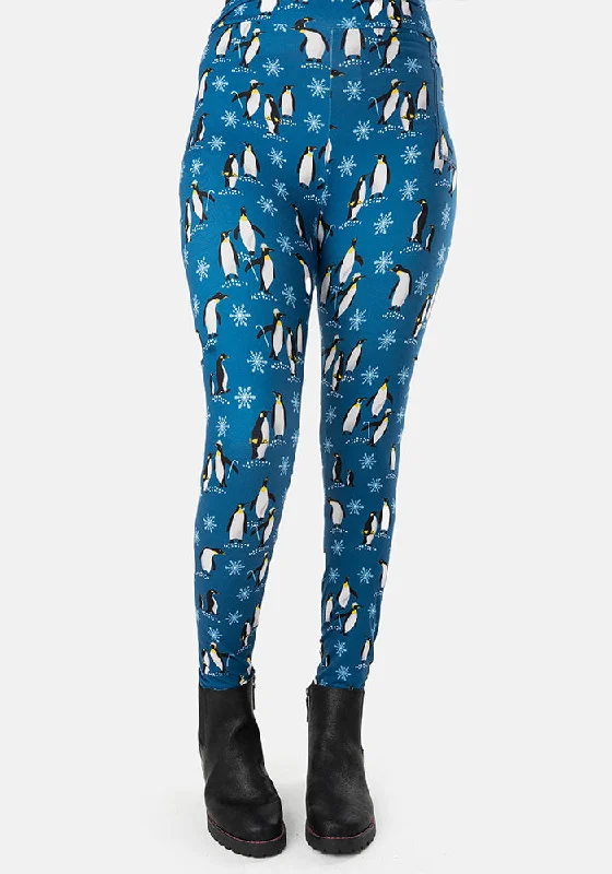 Rene Penguin & Snowflakes Print Popsy Leggings Street style unclassified skirts