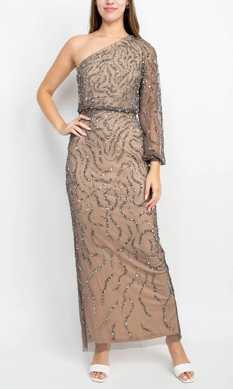 Adrianna Papell AP1E208694 - Beaded One Shoulder Evening Dress Petite party dresses