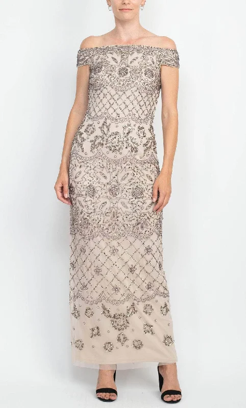 Adrianna Papell AP1E209324 - Bedazzled Off Shoulder Long Gown Plus size party dresses Adrianna Papell AP1E209324 - Bedazzled Off Shoulder Long Gown Plus size party dresses