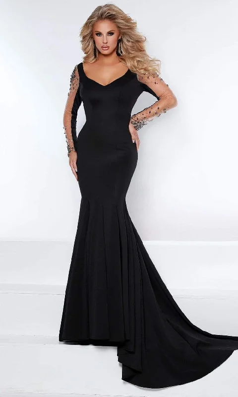 Johnathan Kayne - 2441 Sheer Long sleeve Gown Graduation party dresses