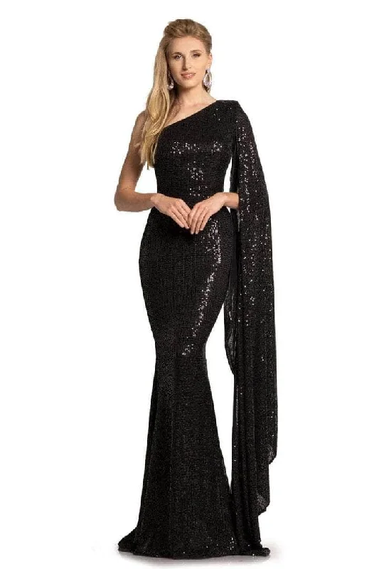 Johnathan Kayne - Long Cape Sleeve Mermaid Prom Gown 2190 - 1 pc Black In Size 14 Available Elegant party dresses Johnathan Kayne - Long Cape Sleeve Mermaid Prom Gown 2190 - 1 pc Black In Size 14 Available Elegant party dresses