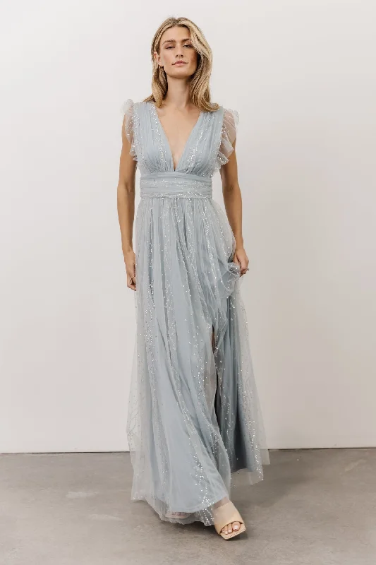 Annika Sequin Mesh Maxi Dress | Dusty Blue Bodycon maxi dresses