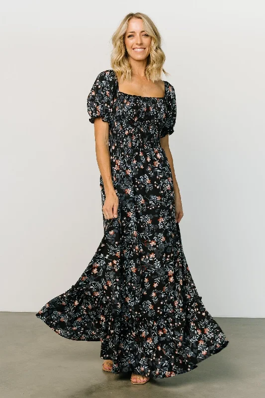 Capri Smocked Maxi Dress | Midnight Floral H&M maxi dresses