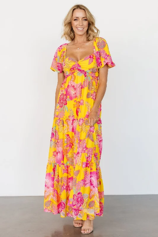 Darla Maxi Dress | Yellow + Pink Floral Chic maxi dresses