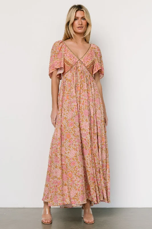 Evanthia Maxi Dress | Vintage Blush Print Goth maxi dresses