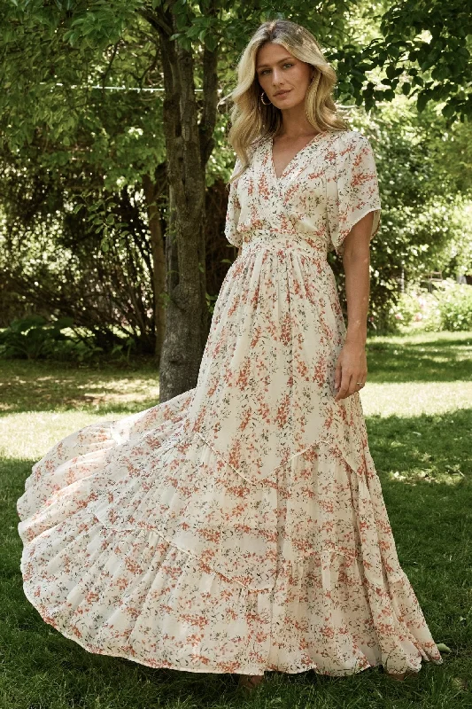 Katherine Maxi Dress | Cream + Rust Floral Best maxi dresses for formal events