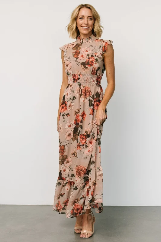Kearny Ruffle Maxi Dress | Blush + Vintage Floral Ruffled maxi dresses