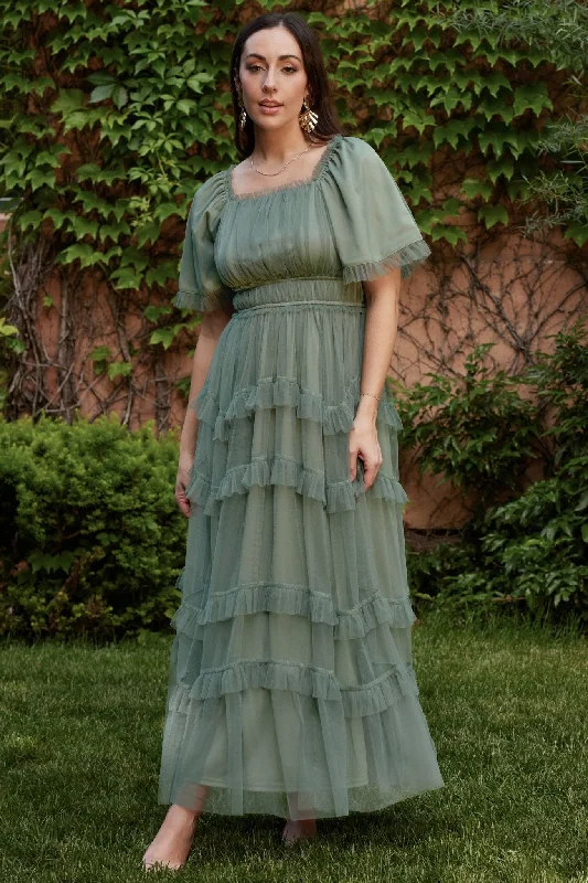 Magdalena Tulle Maxi Dress | Eucalyptus Street style maxi dresses