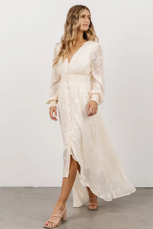 Mayfair High Low Maxi Dress | Vintage Cream Discounted maxi dresses