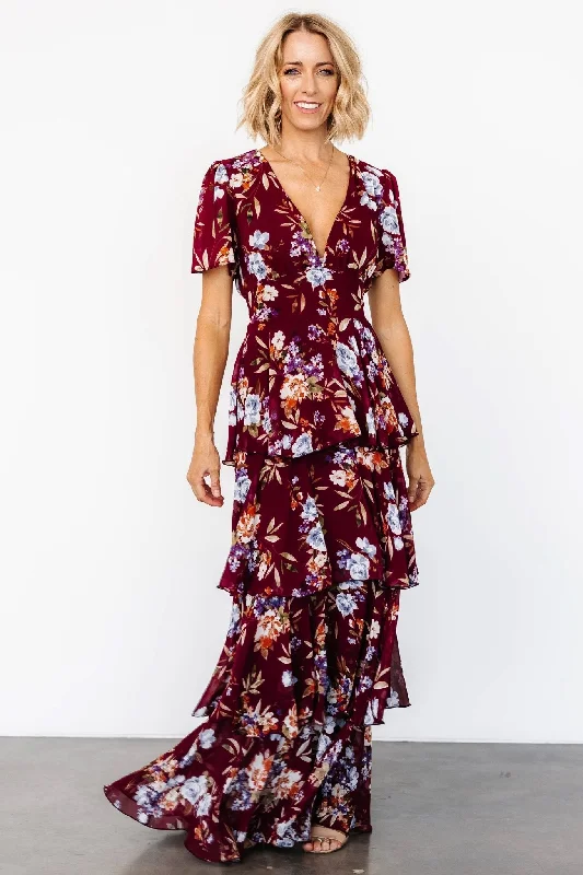 Montaigne Ruffle Maxi Dress | Mulberry Floral Cotton maxi dresses