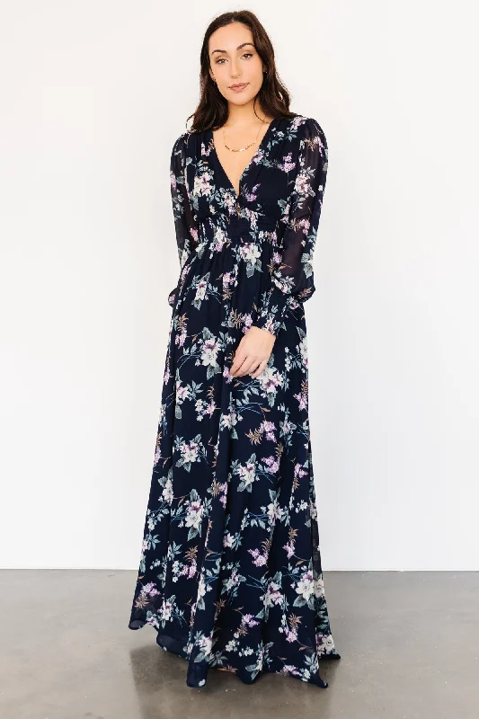 Olivia Maxi Dress | Navy Garden Floral Strapless maxi dresses