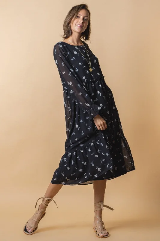 Alexa Flowy Midi Dress Denim midi dresses