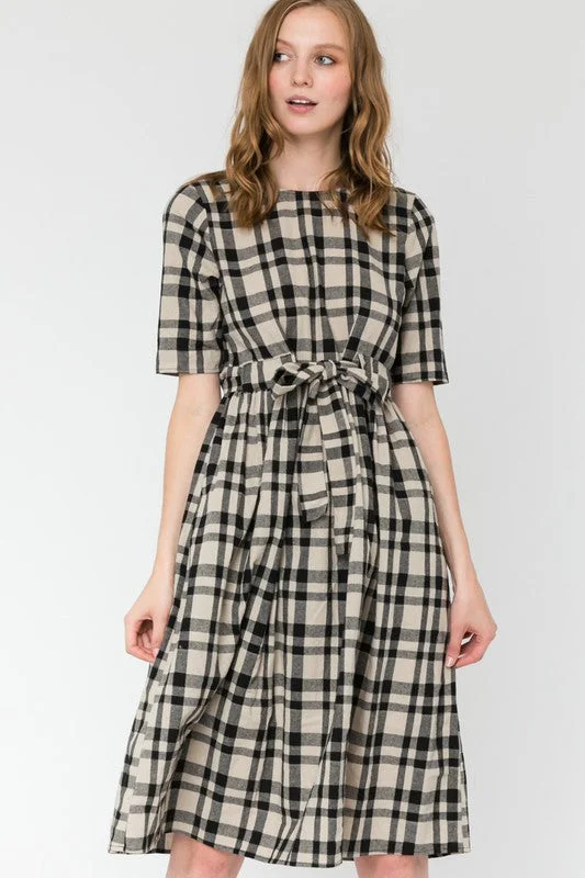 Aliah Plaid Midi Dress Graduation midi dresses