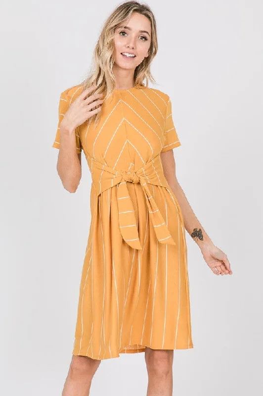 Azaleah Tie Midi Dress in Mustard Shein midi dresses