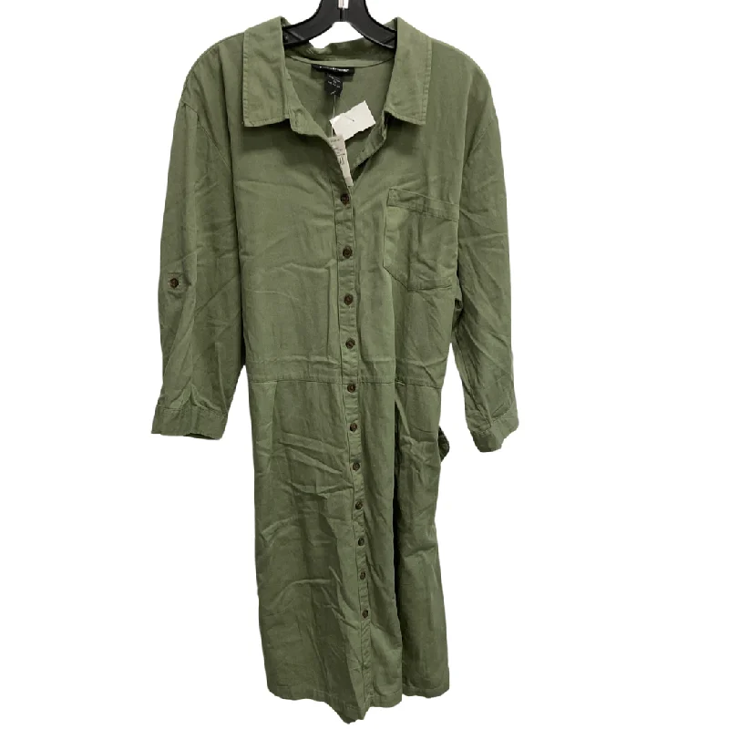 Dress Casual Midi By Ashley Stewart In Green Denim, Size: 2x Silk midi dresses