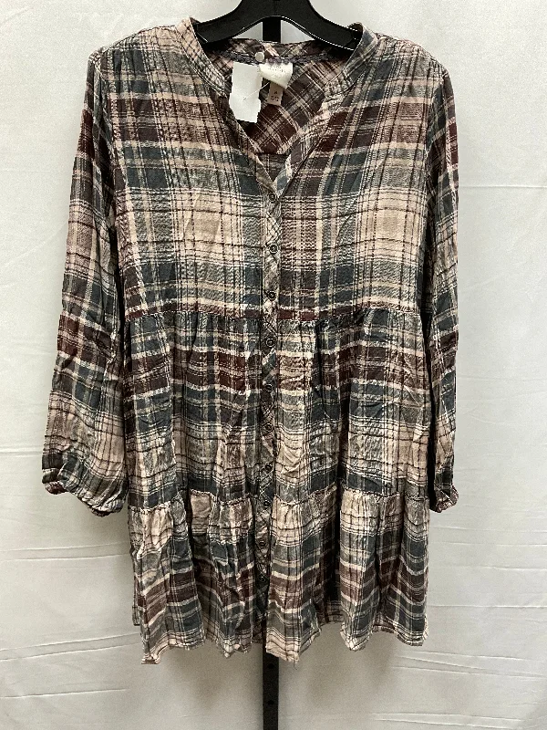 Dress Casual Midi By Knox Rose In Plaid Pattern, Size: M Flowy midi dresses