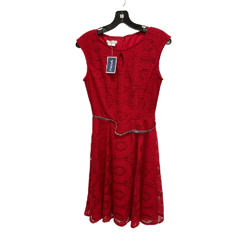 Dress Casual Midi By London Times In Red, Size: S Long sleeve midi dresses