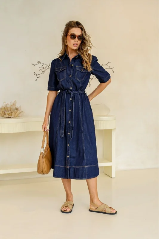 Paltrow Midi Dress | Dark Wash Denim Festival midi dresses