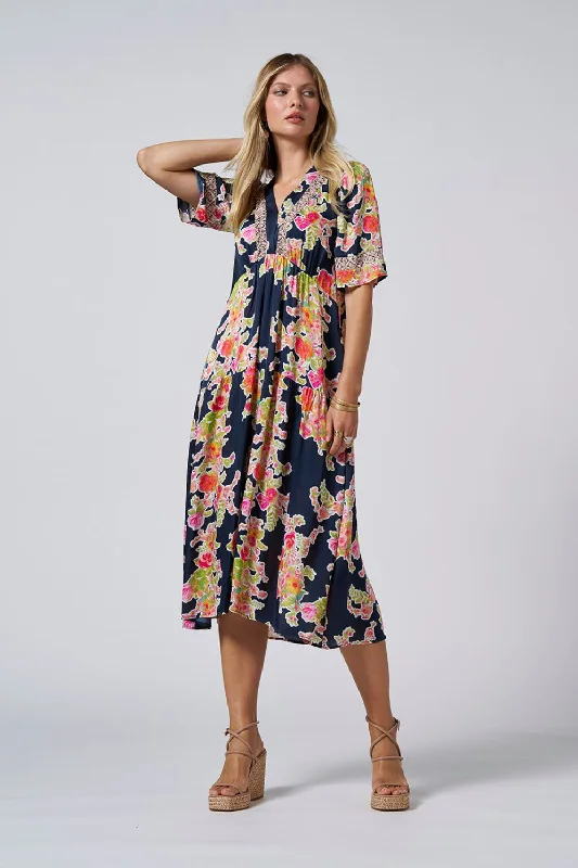 Sante Midi Dress | Indigo Multi Women's midi dresses