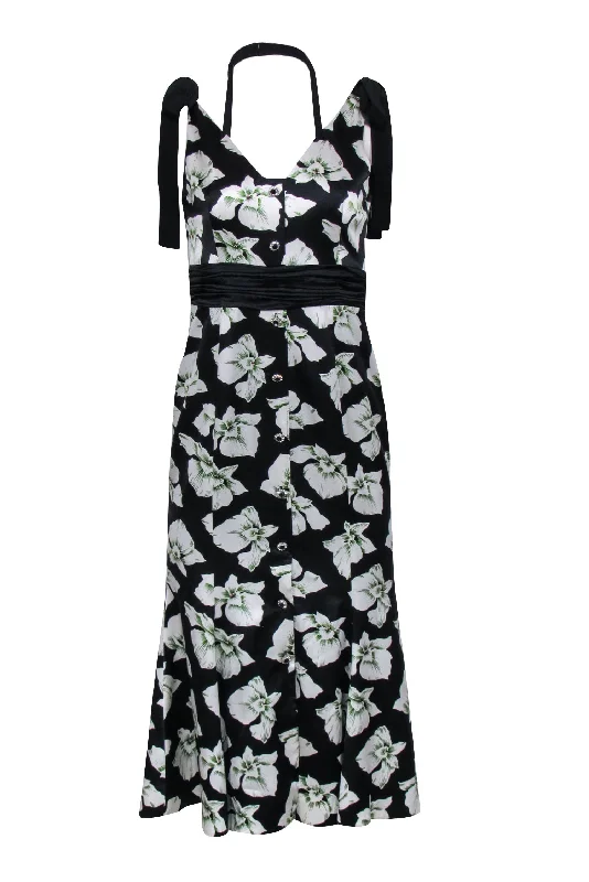 Cinq a Sept - Black w/ White Floral Print Silk Mermaid Dress Sz 4 Anniversary floral dresses Cinq a Sept - Black w/ White Floral Print Silk Mermaid Dress Sz 4 Anniversary floral dresses