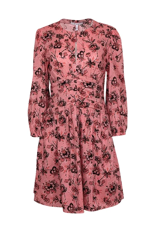Derek Lam - Peach, Orange, & Black Floral Print Cotton Dress Sz 8 Best floral dresses for casual outings Derek Lam - Peach, Orange, & Black Floral Print Cotton Dress Sz 8 Best floral dresses for casual outings