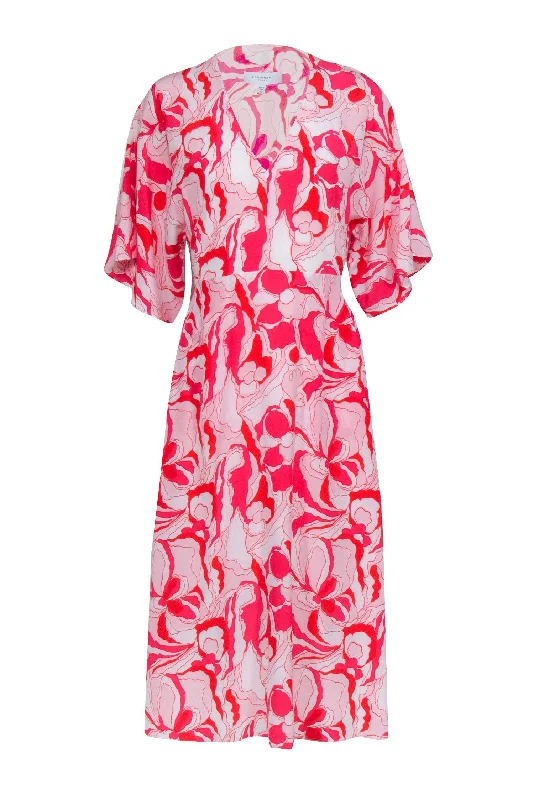 Equipment - Pink, Ivory, & Red Abstract Floral Print Silk Dress Sz S Vintage floral dresses Equipment - Pink, Ivory, & Red Abstract Floral Print Silk Dress Sz S Vintage floral dresses