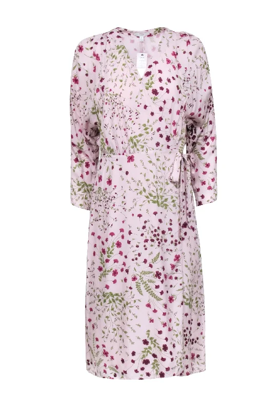 Joie - Lilac Floral Print Wrap Dress Sz S Wedding floral dresses