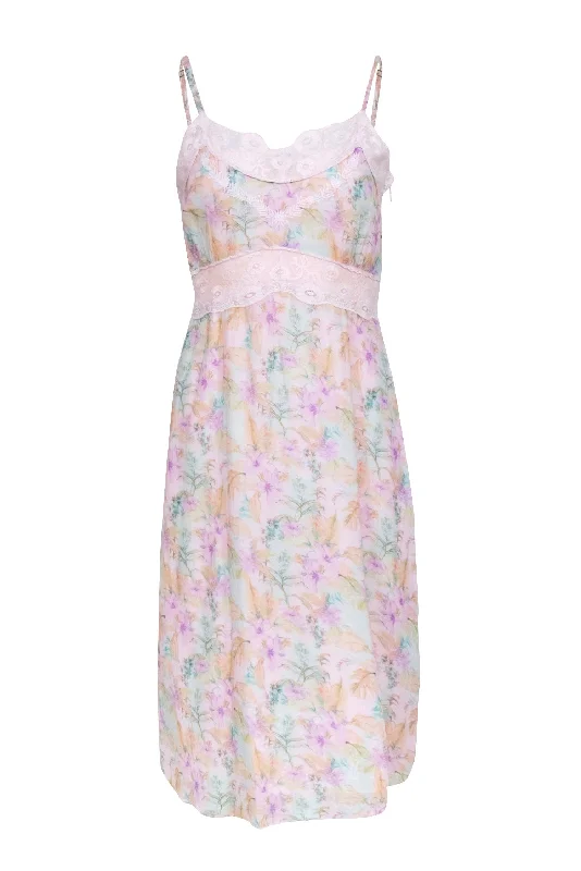 LoveShackFancy - Pink Multicolor Hawaiian Floral Print Dress w/ Lace Trim Sz 4 Outdoor floral dresses LoveShackFancy - Pink Multicolor Hawaiian Floral Print Dress w/ Lace Trim Sz 4 Outdoor floral dresses