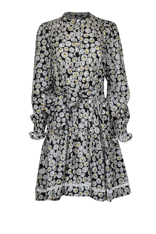 Me & Em - Black & White Daisy Floral Print Dress Sz 8 Best floral dresses for work
