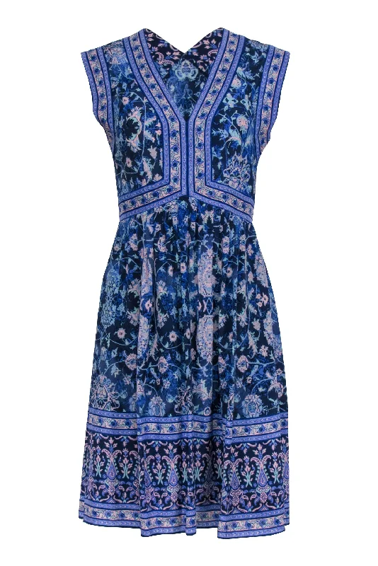 Rebecca Taylor - Blue Sleeveless Knee Length Multi-Floral Print Dress Sz 2 Long floral dresses Rebecca Taylor - Blue Sleeveless Knee Length Multi-Floral Print Dress Sz 2 Long floral dresses