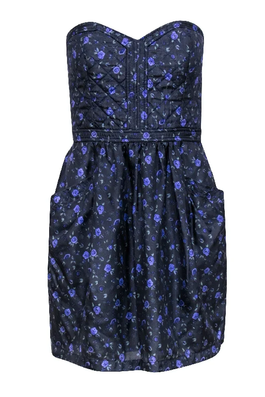 Rebecca Taylor - Grey & Purple Floral Print Quilted Silk Dress Sz 6 Silk floral dresses Rebecca Taylor - Grey & Purple Floral Print Quilted Silk Dress Sz 6 Silk floral dresses