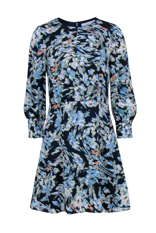Reiss - Navy w/ Multicolor Abstract Floral Print A-Line Dress Sz 6 Edgy floral dresses Reiss - Navy w/ Multicolor Abstract Floral Print A-Line Dress Sz 6 Edgy floral dresses