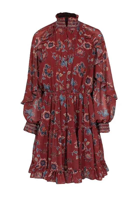 Sachin & Babi - Rust Red & Multi Color Floral Print Dress Sz M Cute floral print summer dresses Sachin & Babi - Rust Red & Multi Color Floral Print Dress Sz M Cute floral print summer dresses