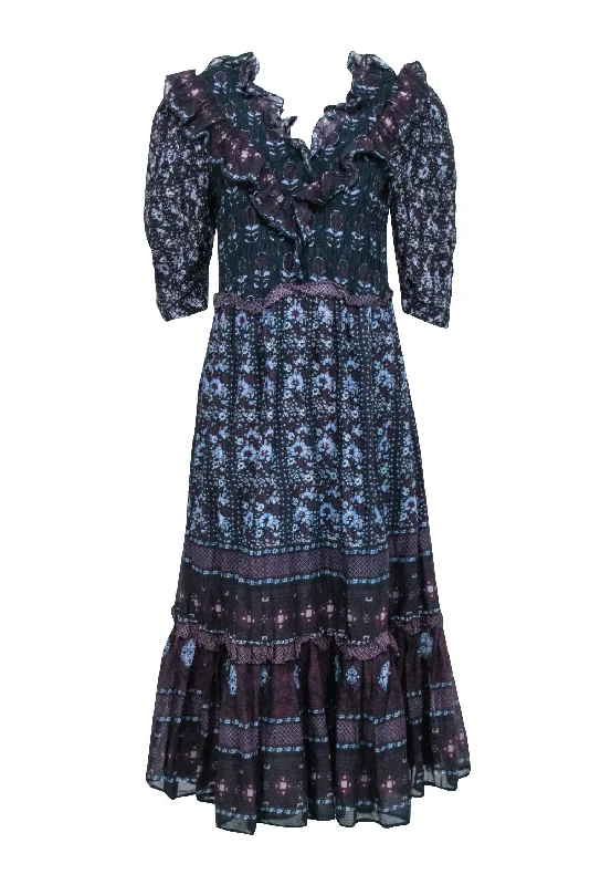 Sea NY - Navy & Maroon Print Floral Smocked Bodice Dress Sz 14 Discounted floral dresses Sea NY - Navy & Maroon Print Floral Smocked Bodice Dress Sz 14 Discounted floral dresses
