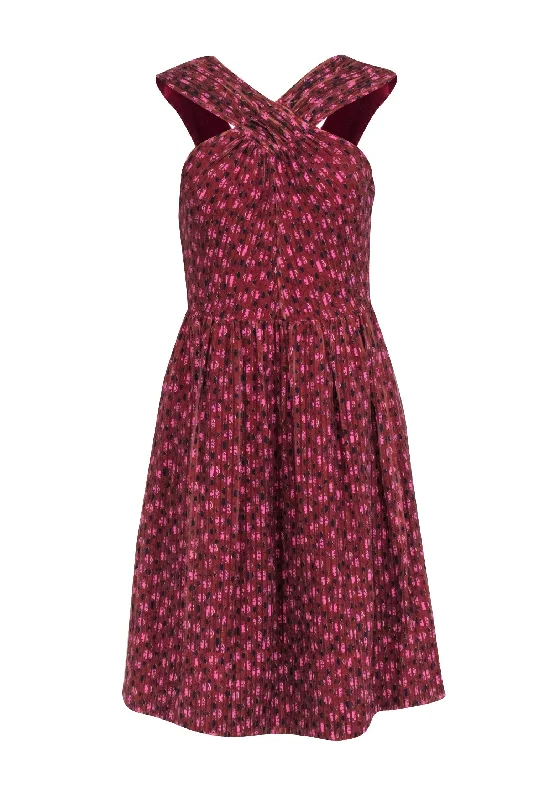 Kate Spade - Tan w/ Pink & Black Floral Print Dress Sz 4 Bodycon floral dresses