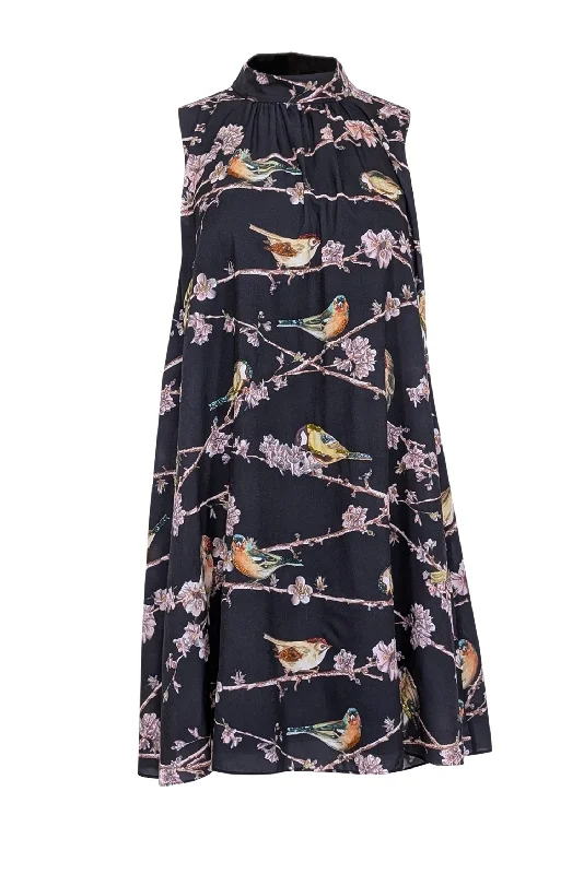 Ted Baker - Black w/ Bird & Floral Print Sleeveless Mock Neck Dress Sz 8 Hot new arrivals in floral dresses Ted Baker - Black w/ Bird & Floral Print Sleeveless Mock Neck Dress Sz 8 Hot new arrivals in floral dresses