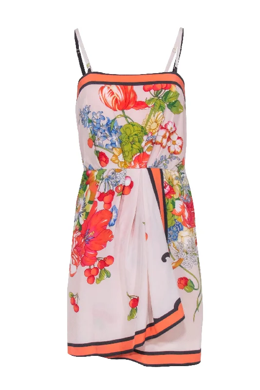 Yoana Baraschi - Peach Pink & Multi Color Floral Print Silk Dress Sz S Plus size floral dresses Yoana Baraschi - Peach Pink & Multi Color Floral Print Silk Dress Sz S Plus size floral dresses