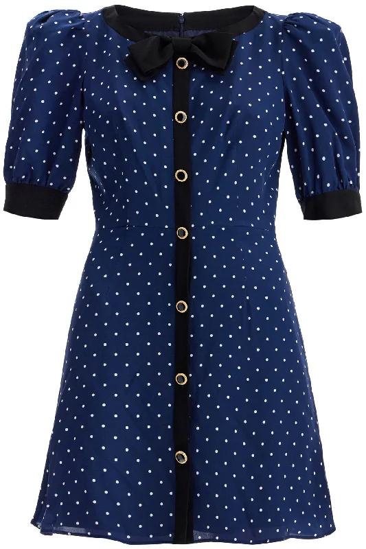 Alessandra Rich Women's 'Silk Polka Dot Mini Dress Pleated Denim Skirt