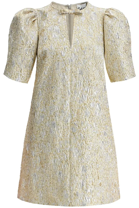 Ganni Women's Metallic Cloque Mini Dress Bohemian Mini Skirt