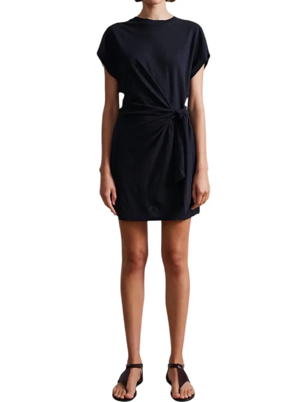 Nina Cinched Mini Dress In Black High-waist Skirt Trend
