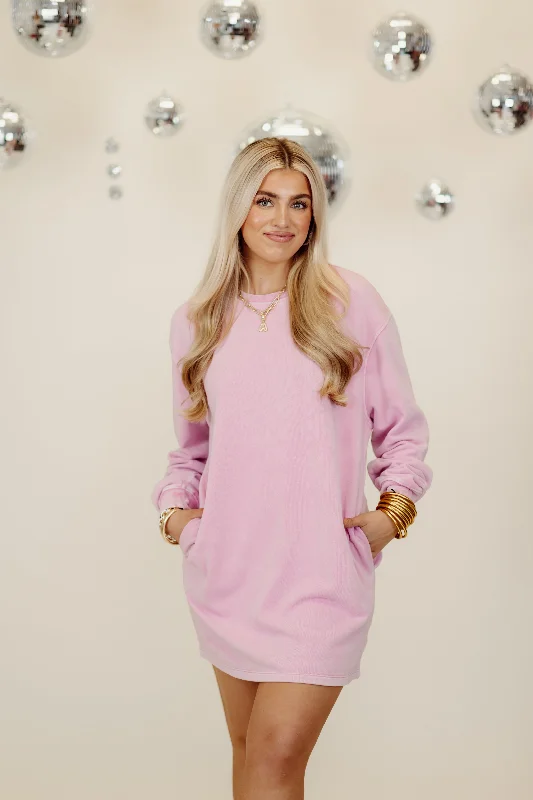 Rose Pink Oversized Sweatshirt Mini Dress Mini Skirt Classic