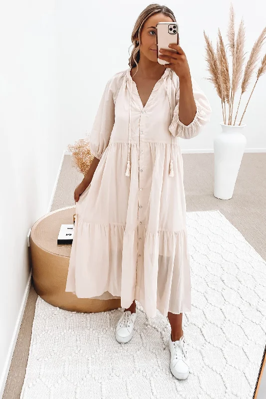 Apollo Maxi Dress Beige Skater Maxi Skirt