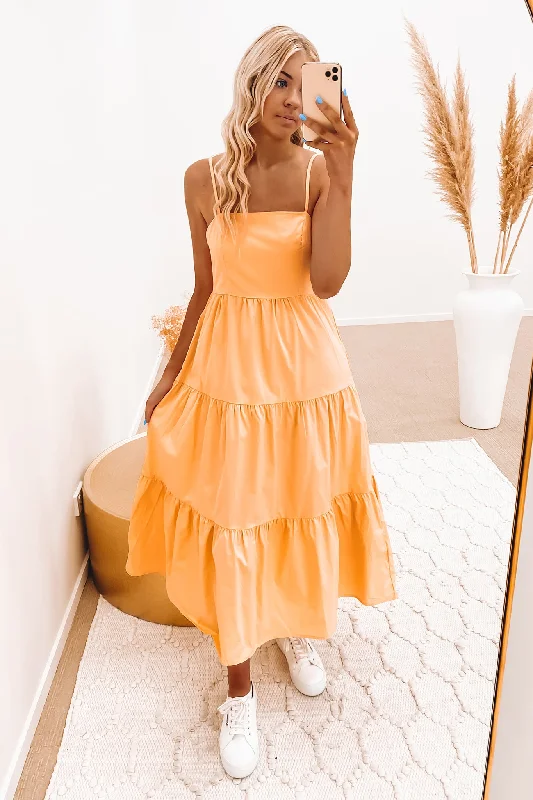 Drey Maxi Dress Orange Ruffled Maxi Skirt