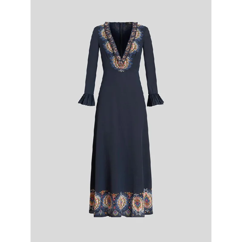 LONG SILK DRESS WITH RUCHING Chic Maxi Dress
