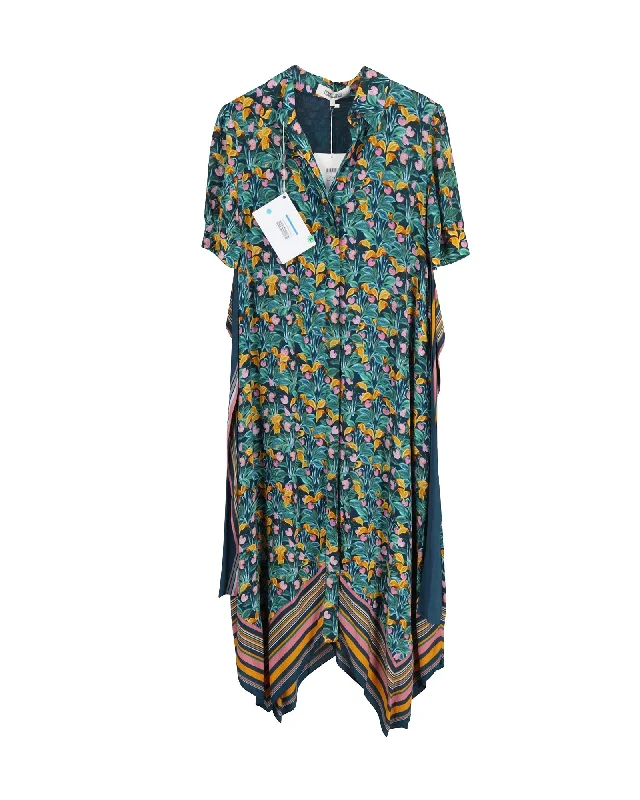 Diane von Furstenberg Kendyl Printed Belted Midi Dress in Multicolor Viscose Wrap Midi Skirt